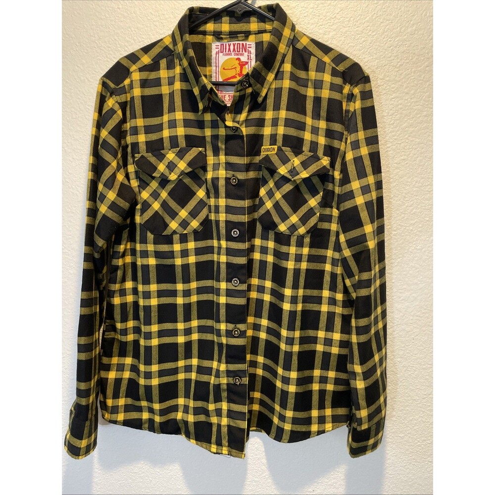 Women’s Dixxon Flannel Company The Shaolin Yellow Black Plaid Flannel Shirt XL
